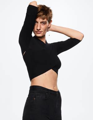 Mango Double-breasted cropped sweater