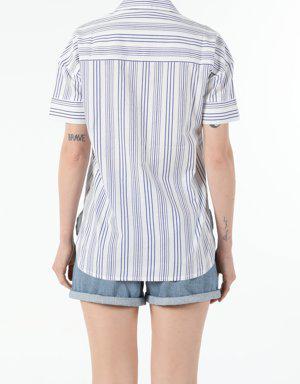 Whıte Woman Short Sleeve Shirt