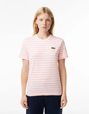 Lacoste T-shirt femme loose fit Lacoste à rayures en jersey de coton