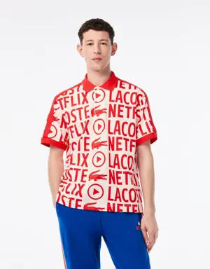 Lacoste Men’s Lacoste x Netflix Loose Fit Organic Cotton Print Polo Shirt