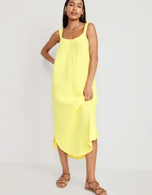 Sleeveless Shirred Maxi Dress for Women yellow