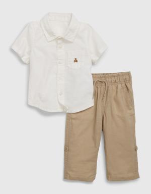 Gap Baby Linen-Cotton Outfit Set beige