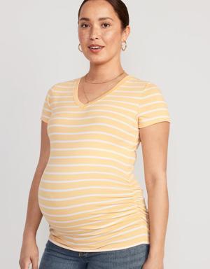 Maternity V-Neck Side-Shirred T-Shirt beige