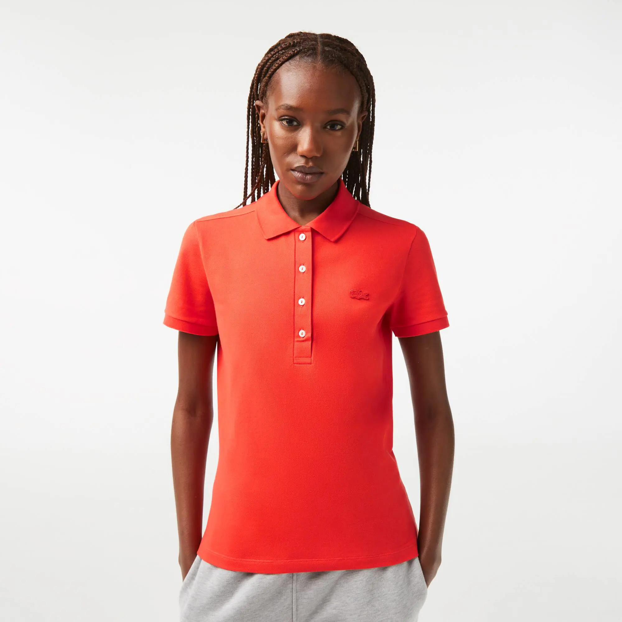 Lacoste Women's Slim Fit Stretch Cotton Piqué Polo. 1 Lacoste Women's Slim Fit Stretch Cotton Piqué Polo. 1