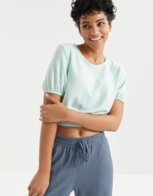 Tommy Life Su Yeşili Balon Kol O Yaka Beli Lastikli Bürümcük Kumaş Kadın Crop Top T-Shirt - 97221. 3 Tommy Life Su Yeşili Balon Kol O Yaka Beli Lastikli Bürümcük Kumaş Kadın Crop Top T-Shirt - 97221. 3