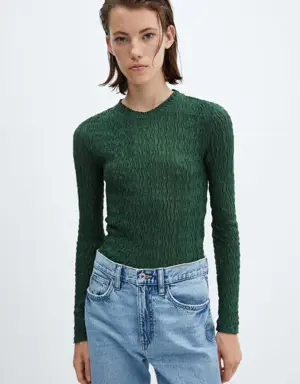 Gathered knitted t-shirt