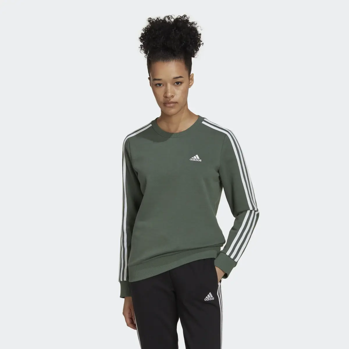 Adidas Essentials 3-Stripes Fleece Sweatshirt. 2