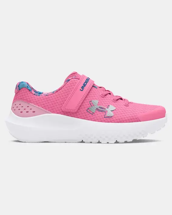 Under Armour Girls' Pre-School UA Surge 4 AC Printed Running Shoes. 1