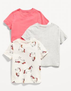 Unisex 3-Pack Short-Sleeve T-Shirt for Toddler pink
