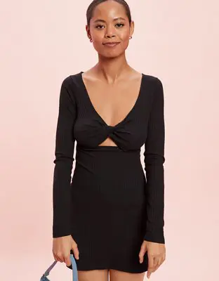 American Eagle Knit Reversible Long-Sleeve Mini Dress - 1399_7085_001
