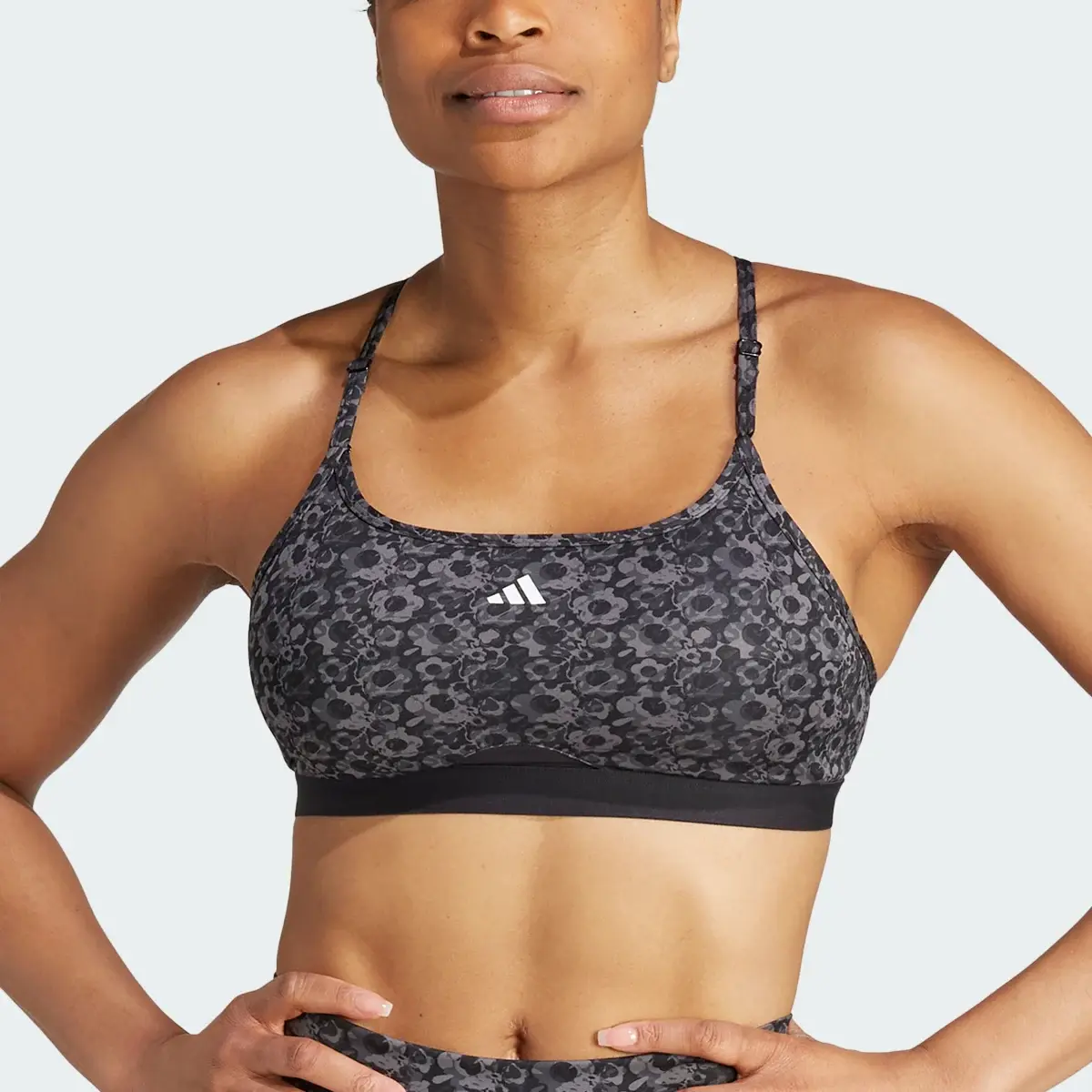 Adidas Aeroreact Training Light-Support Bra Floral Print. 1