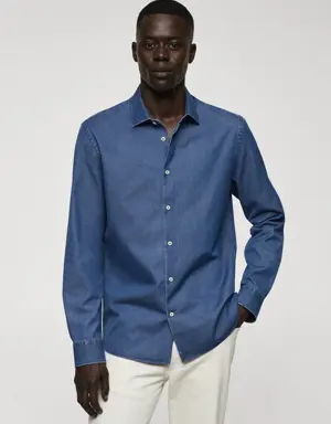 Mango Regular-fit cotton chambray shirt