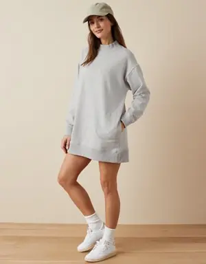 Mock Neck Fleece Mini Dress