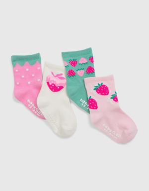 Toddler Strawberry Crew Socks (4-Pack) multi