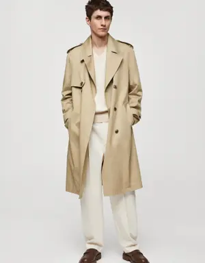 Relaxed fit trench trench coat with belt
