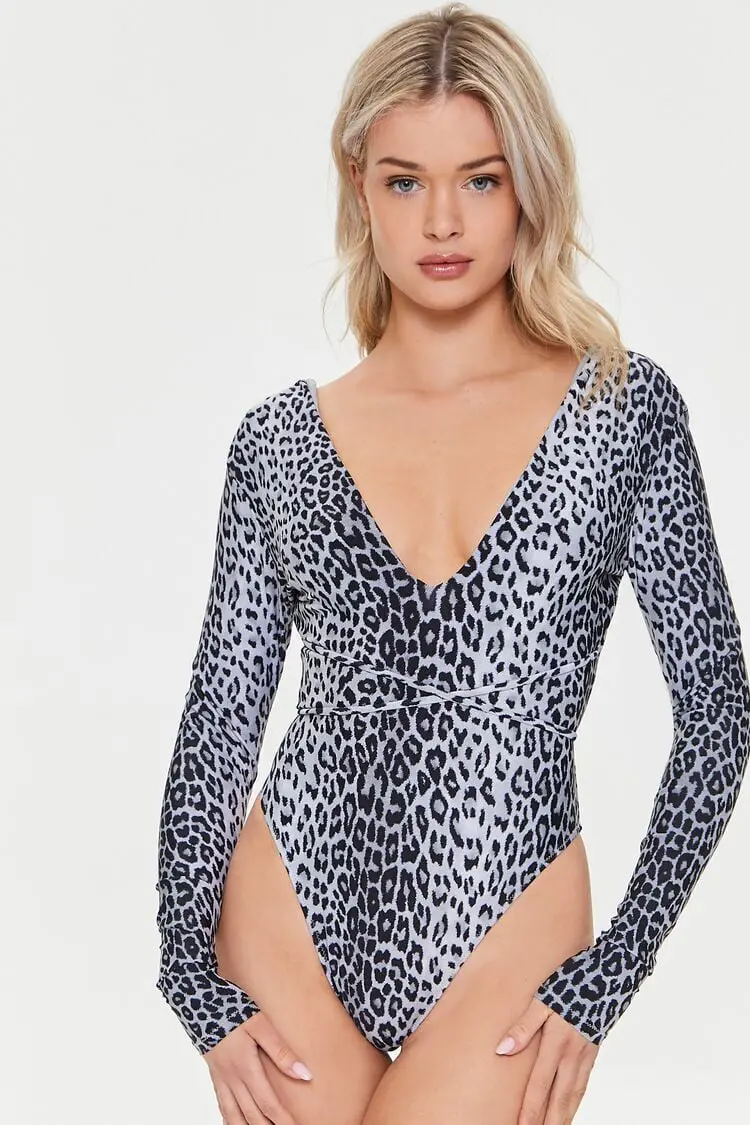 Forever 21 Forever 21 Leopard Print One Piece Swimsuit Black/Multi. 1