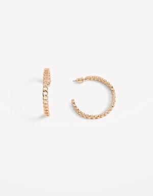 Gold-Plated Textured Chain-Link Hoop Earrings for Women gold