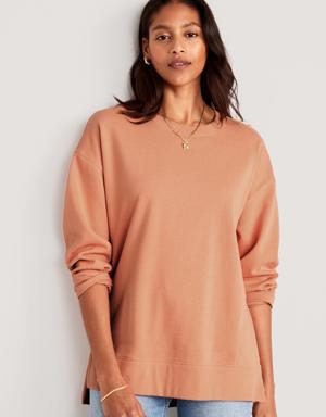 Old Navy Oversized Boyfriend Garment-Dyed Tunic Sweatshirt for Women orange