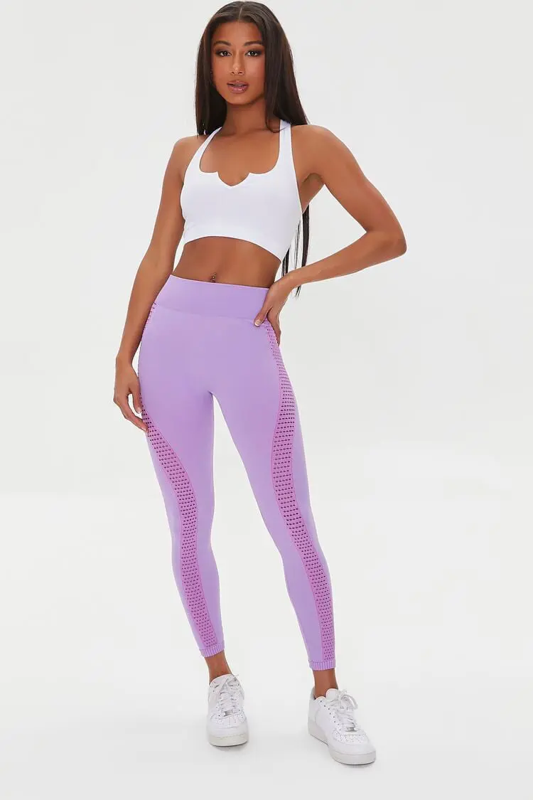 Forever 21 Forever 21 Seamless Mesh Panel Leggings Wisteria/Orchid. 1