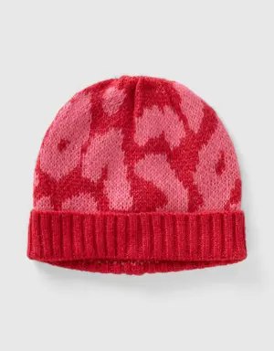 animal print hat in wool blend