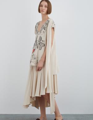 Asymmetrical Linen Dress With V-Neck