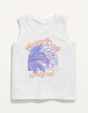 Soft-Washed Graphic Sleeveless T-Shirt for Girls white
