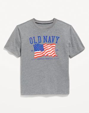 Gender-Neutral Short-Sleeve Logo-Graphic T-Shirt for Kids gray