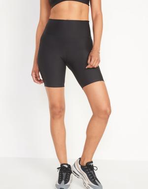 High-Waisted PowerSoft Biker Shorts for Women -- 8-inch inseam black