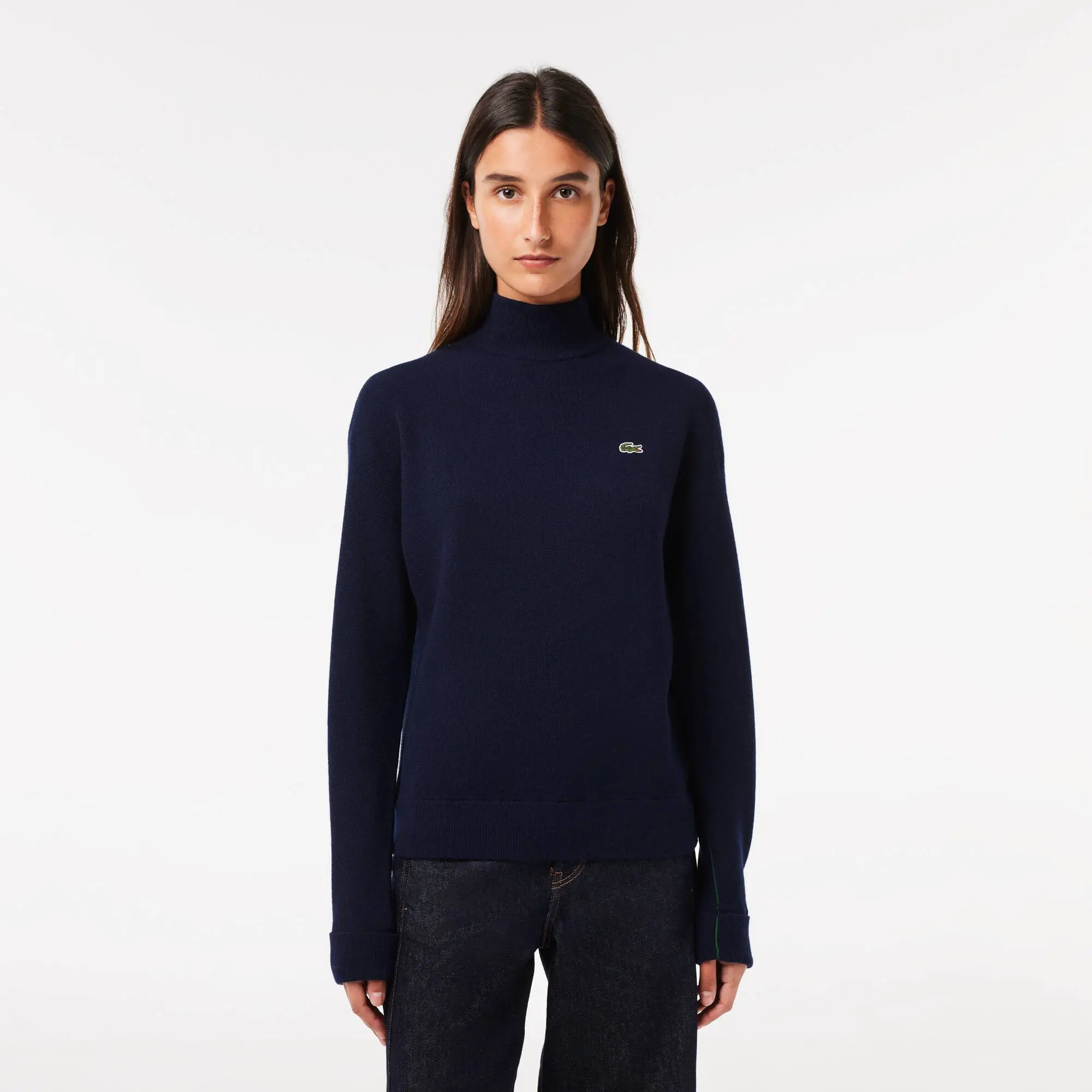 Lacoste Women's Lacoste High Neck Wool Sweater. 1