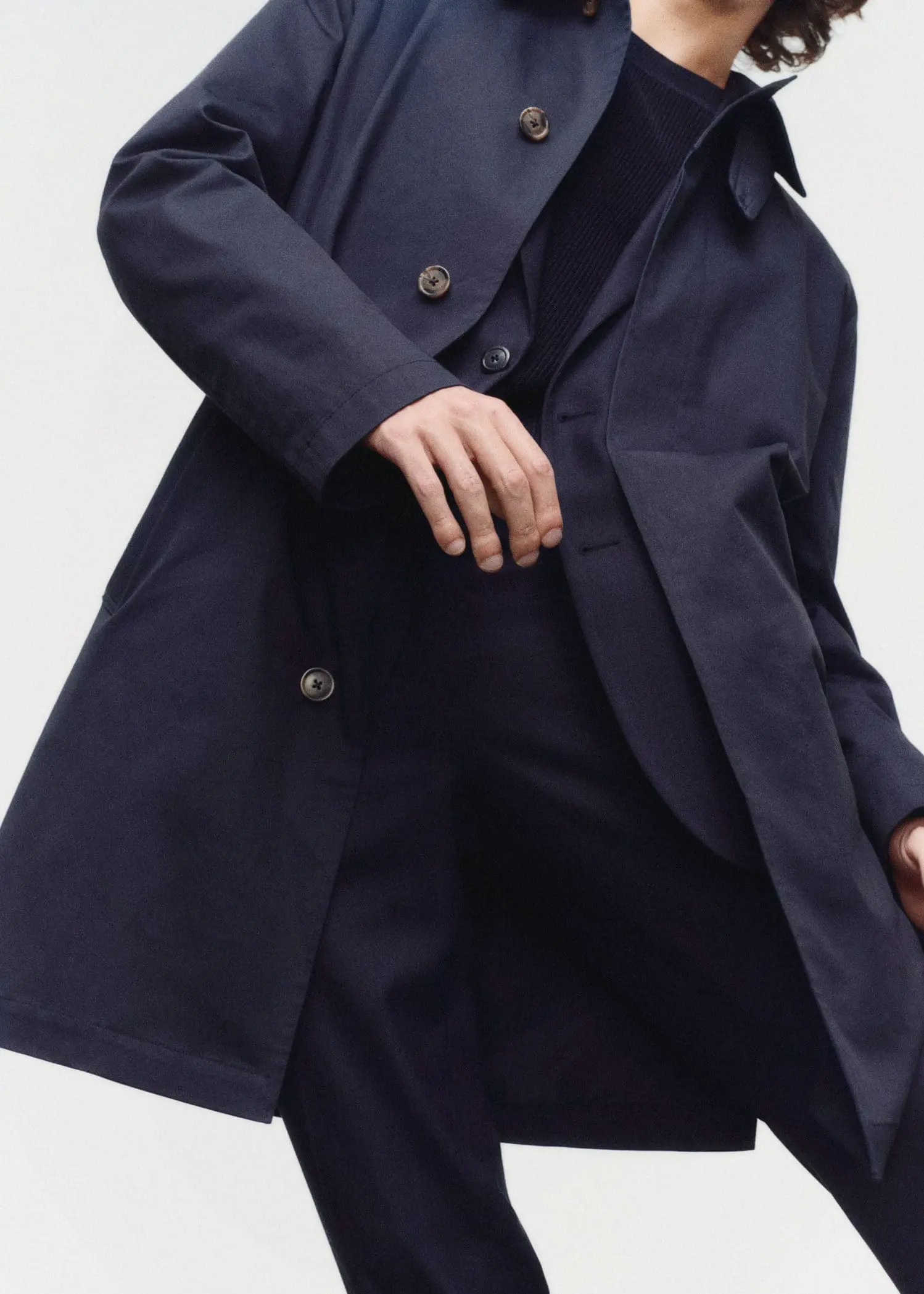 Mango Cotton trench coat with collar detail. 1