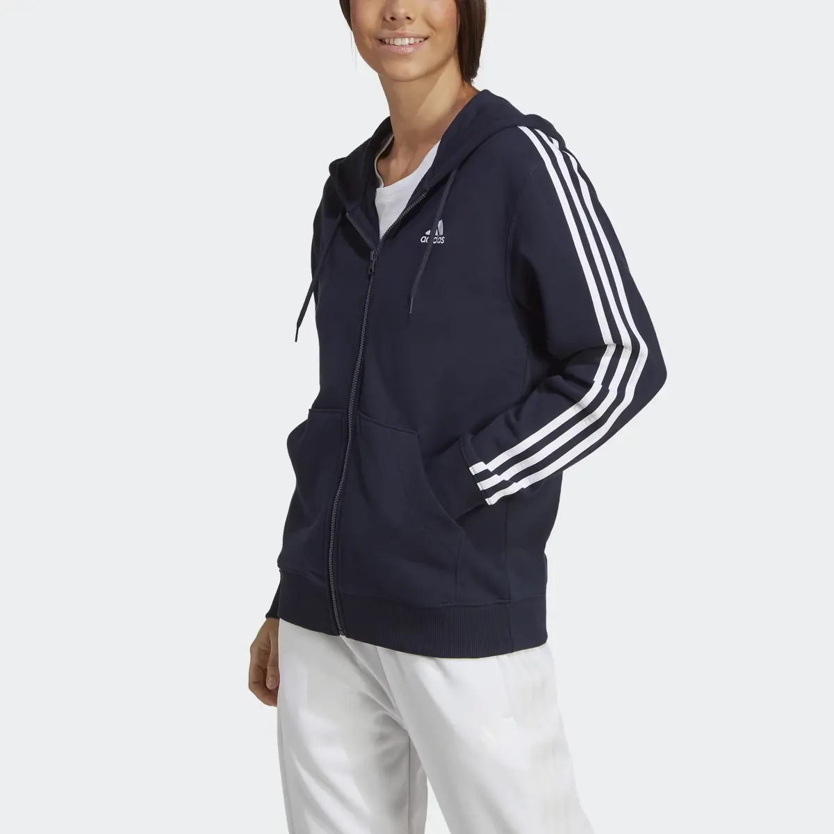 Adidas Essentials 3-Stripes French Terry Regular Full-Zip Kapüşonlu Üst. 1