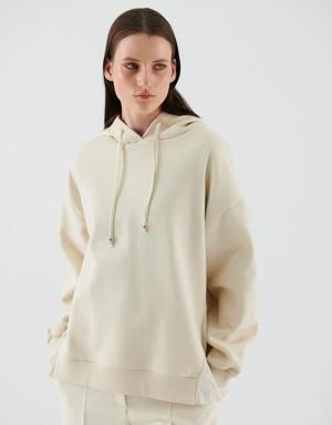 Chic Beige Hooded Sweatshirt