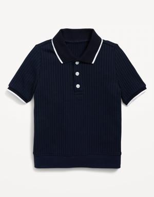 Unisex Rib-Knit Polo Shirt for Toddler blue