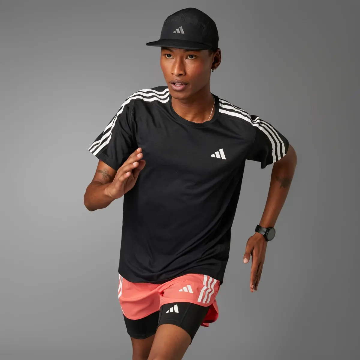 Adidas Own the Run 3-Stripes Tee. 1