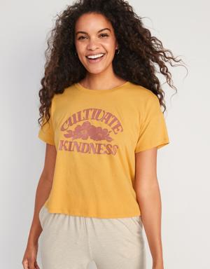 Sunday Sleep Cropped Lounge T-Shirt for Women yellow