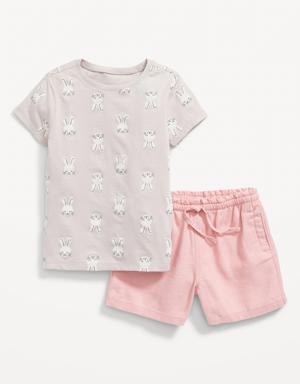 Old Navy Printed Crew-Neck T-Shirt & Pull-On Shorts for Toddler Girls pink
