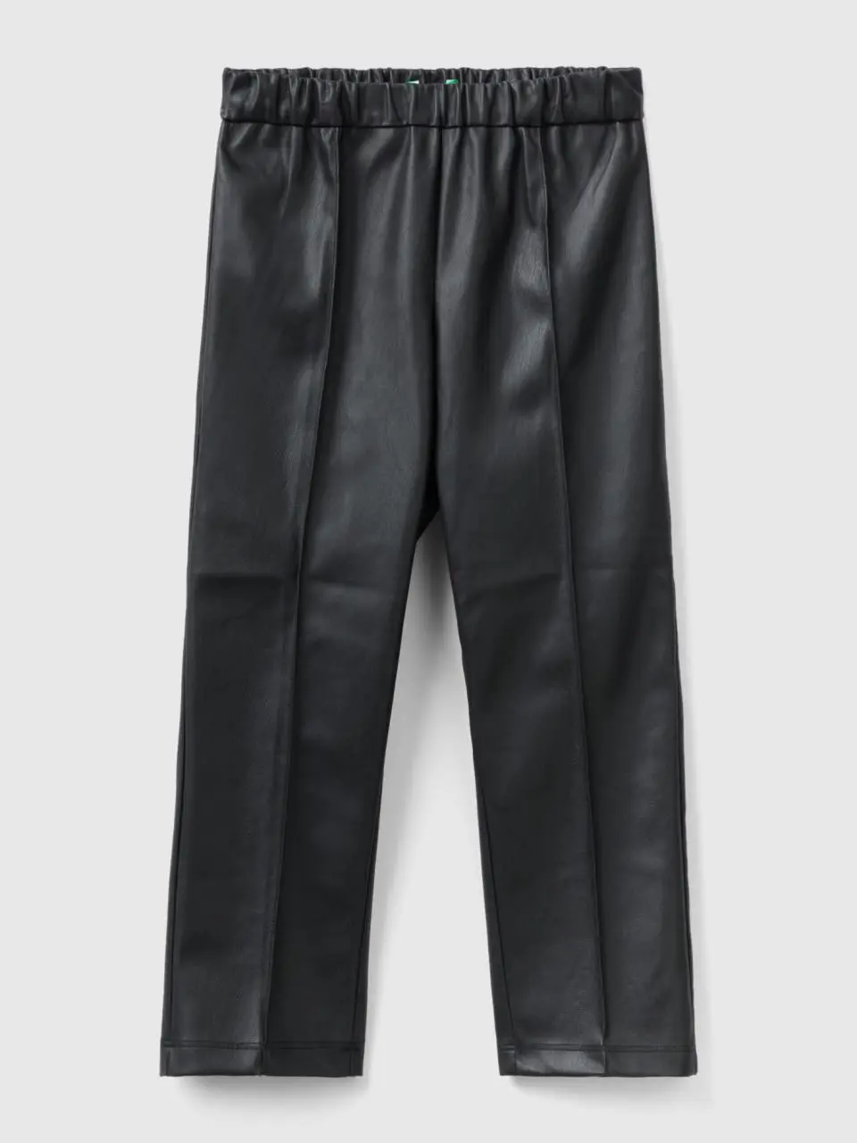 Benetton slim fit trousers in imitation leather fabric. 1