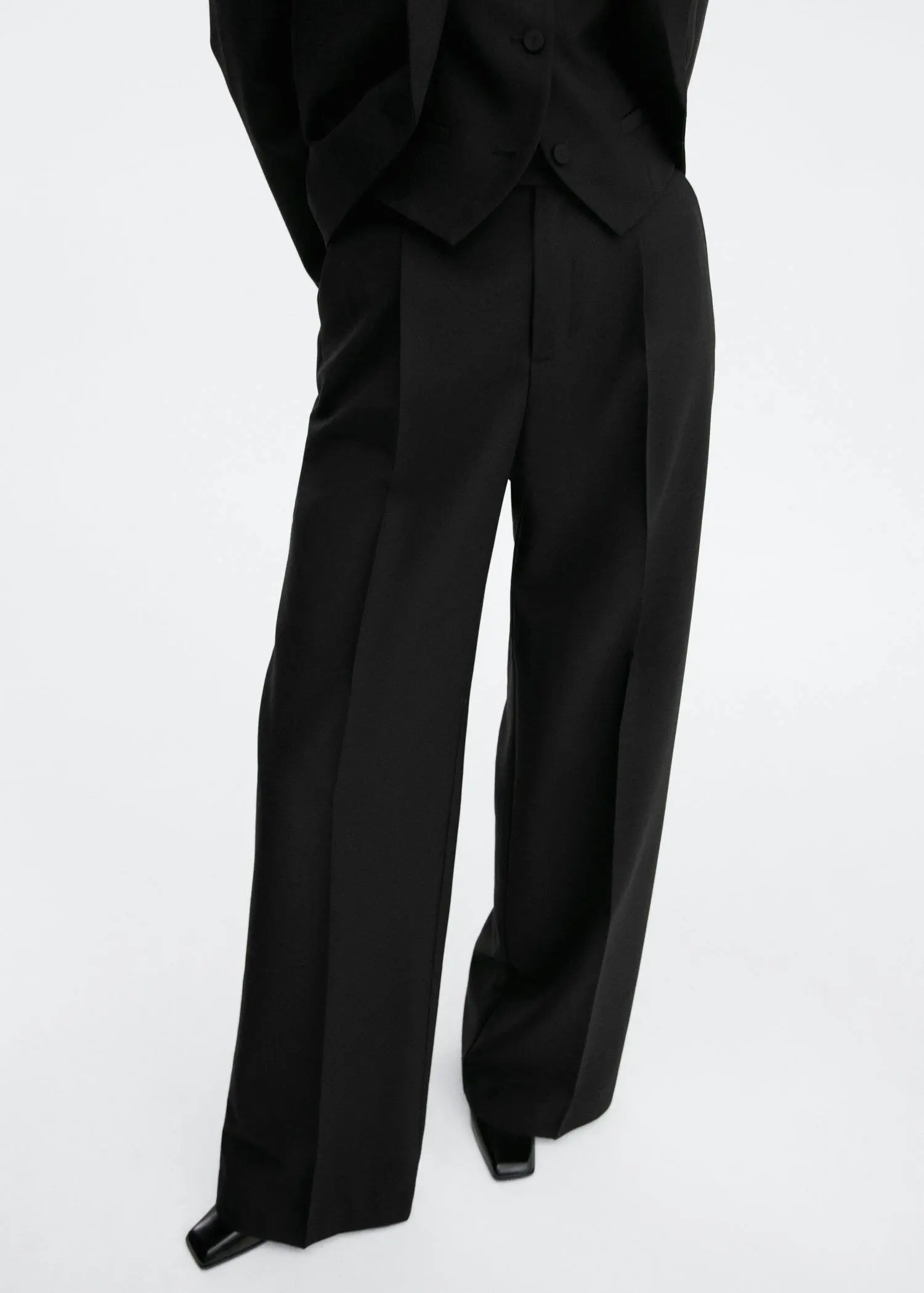 Mango Wide leg wool suit trousers. 1