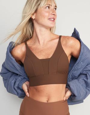 Old Navy Light Support PowerSoft Textured-Rib Sports Bra for Women brown