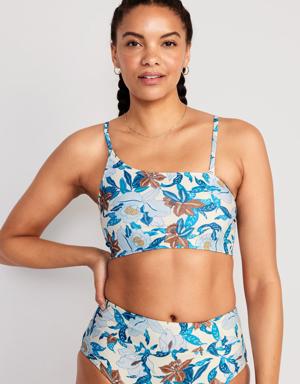 Old Navy Printed Convertible Bandeau Bikini Swim Top for Women blue