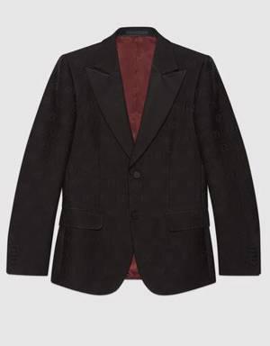 Fitted GG stripe wool silk jacket