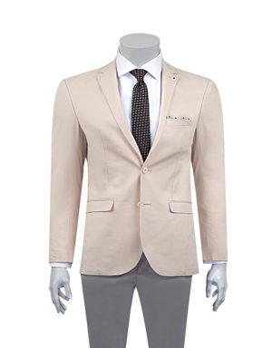 Tween Slim Fit Bej Dokulu Kumaş Ceket