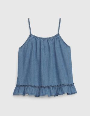 Kids Denim Tank Top with Washwell blue