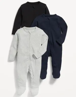Old Navy 2-Way-Zip Sleep & Play Footed One-Piece 3-Pack for Baby gray