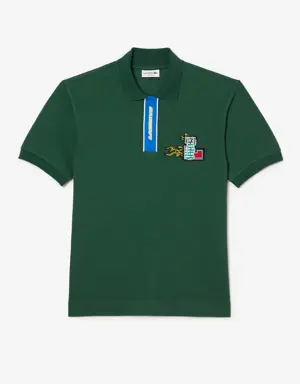 Men's Holiday Contrast Placket And Crocodile Badge Polo Shirt