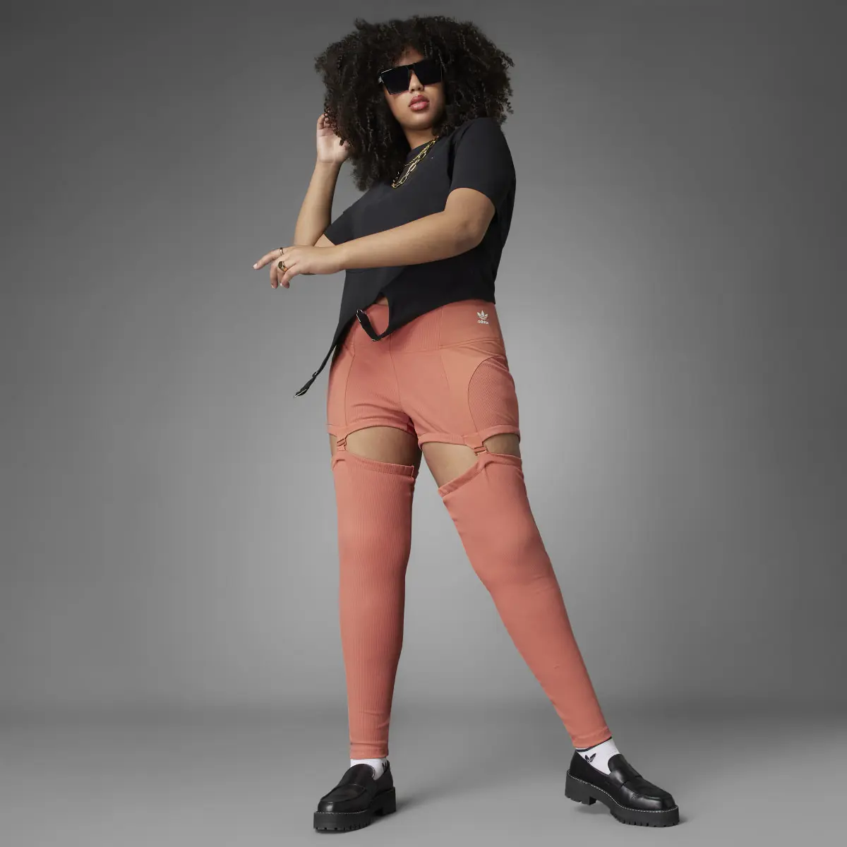 Adidas Always Original Rib Two-in-One Leggings (Plus Size). 3