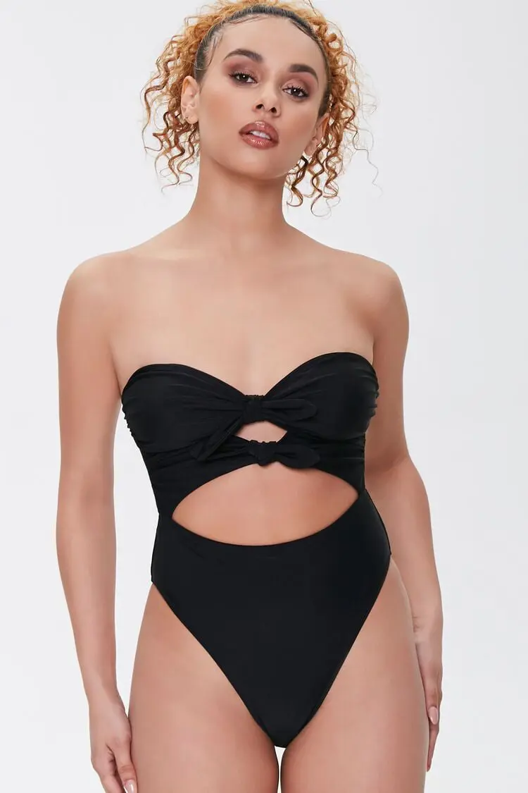 Forever 21 Forever 21 Bow Cutout One Piece Swimsuit Black. 1