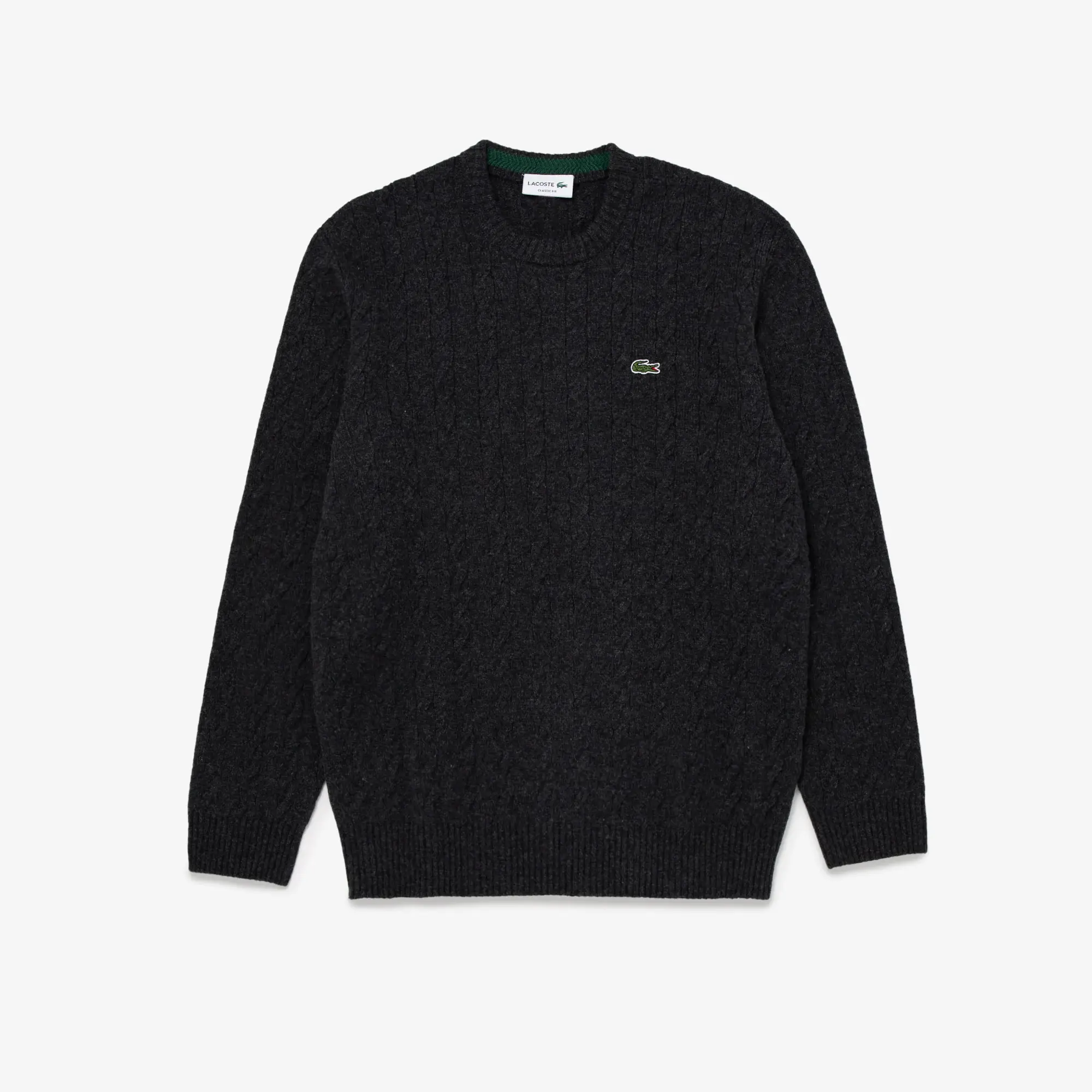 Lacoste Men’s Lacoste Classic Fit Wool Cable Knit Sweater. 1