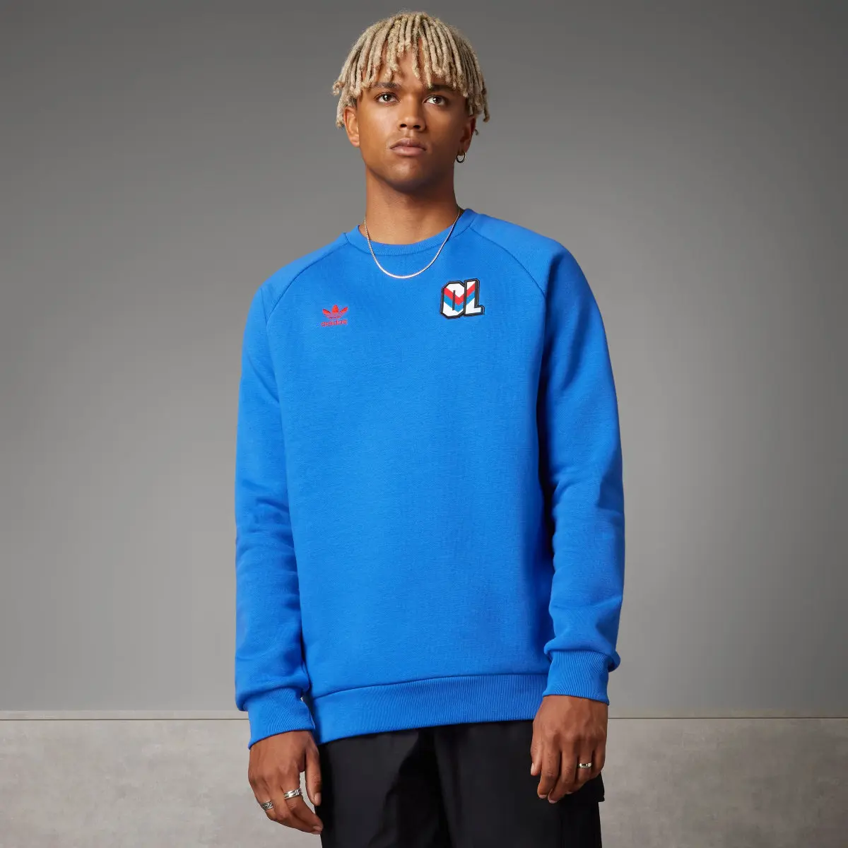 Adidas Olympique Lyonnais Essentials Trefoil Crew Sweatshirt. 1