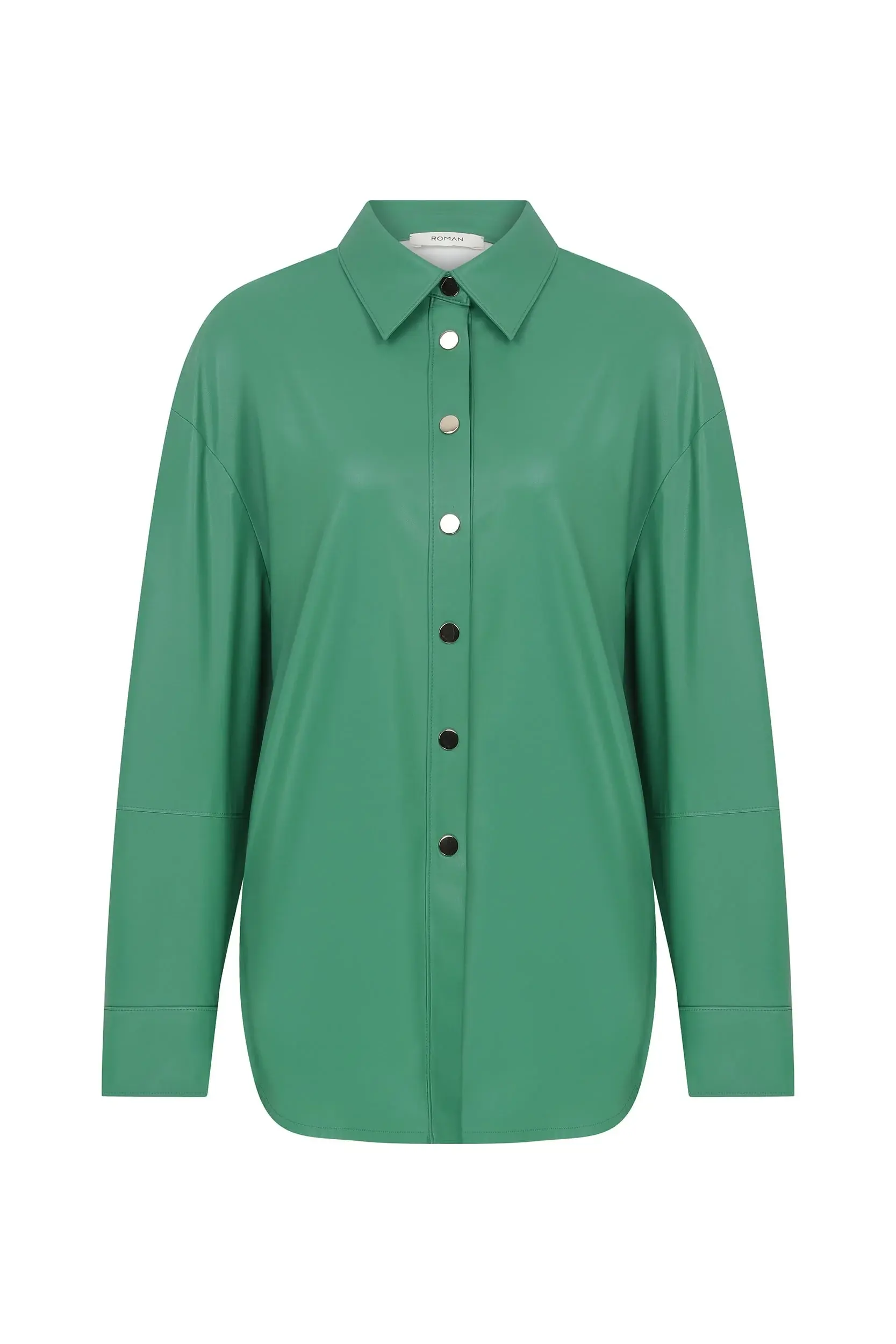 Roman Leather Look Green Women's Shirt - 4 / Green. 1